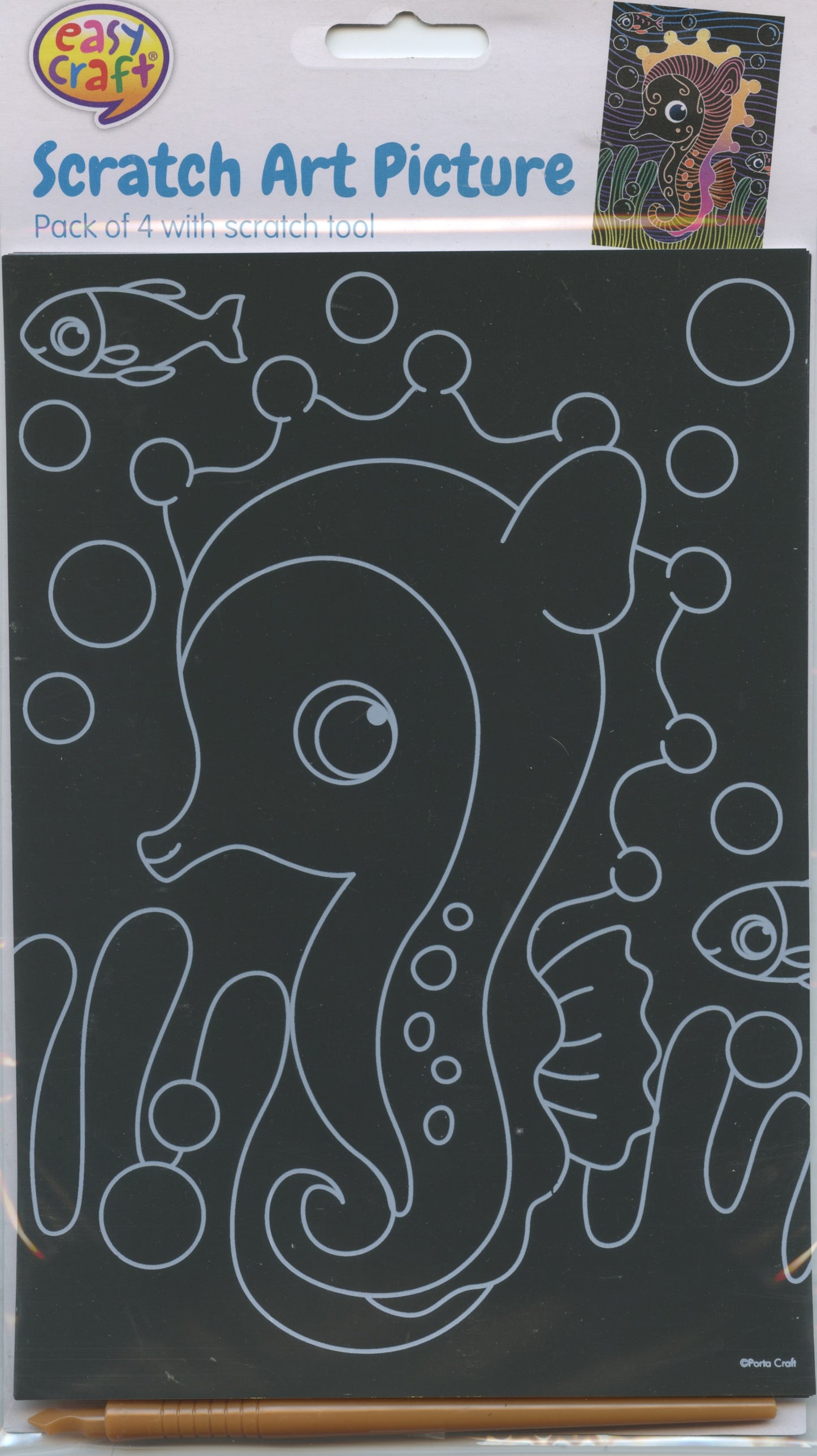 Scratch Art Picture - Sea Theme - Pack of 4 with scratch tool