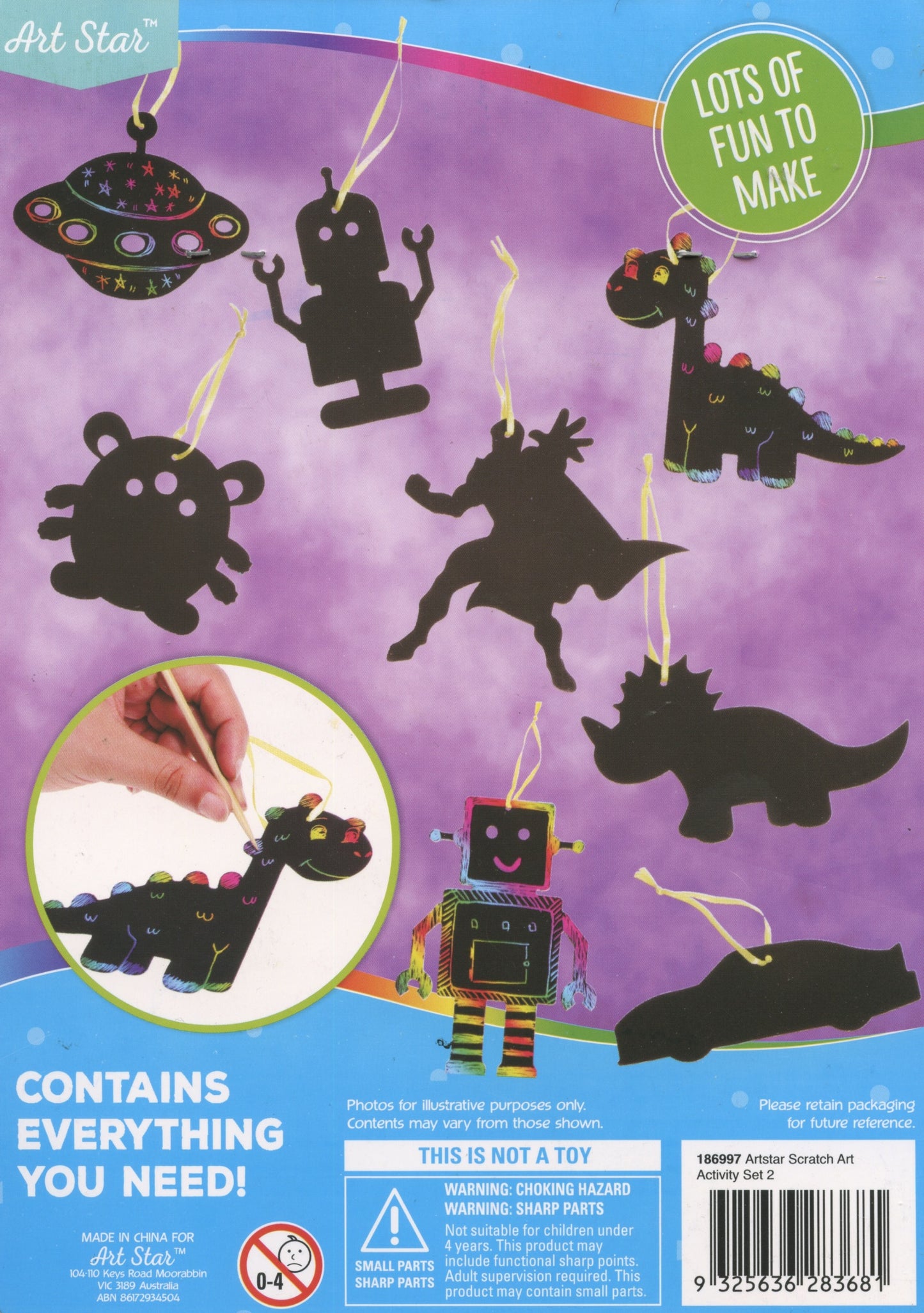 Make Your Own Scratch Art Hanging Shapes - 8 Pack