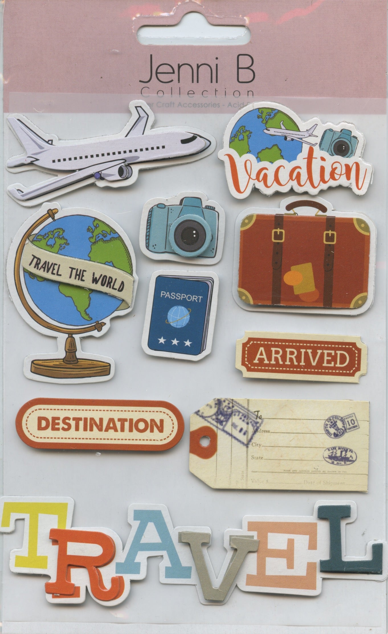 Jenni B Collection - Vacation/Travel Embellishments- 10pcs