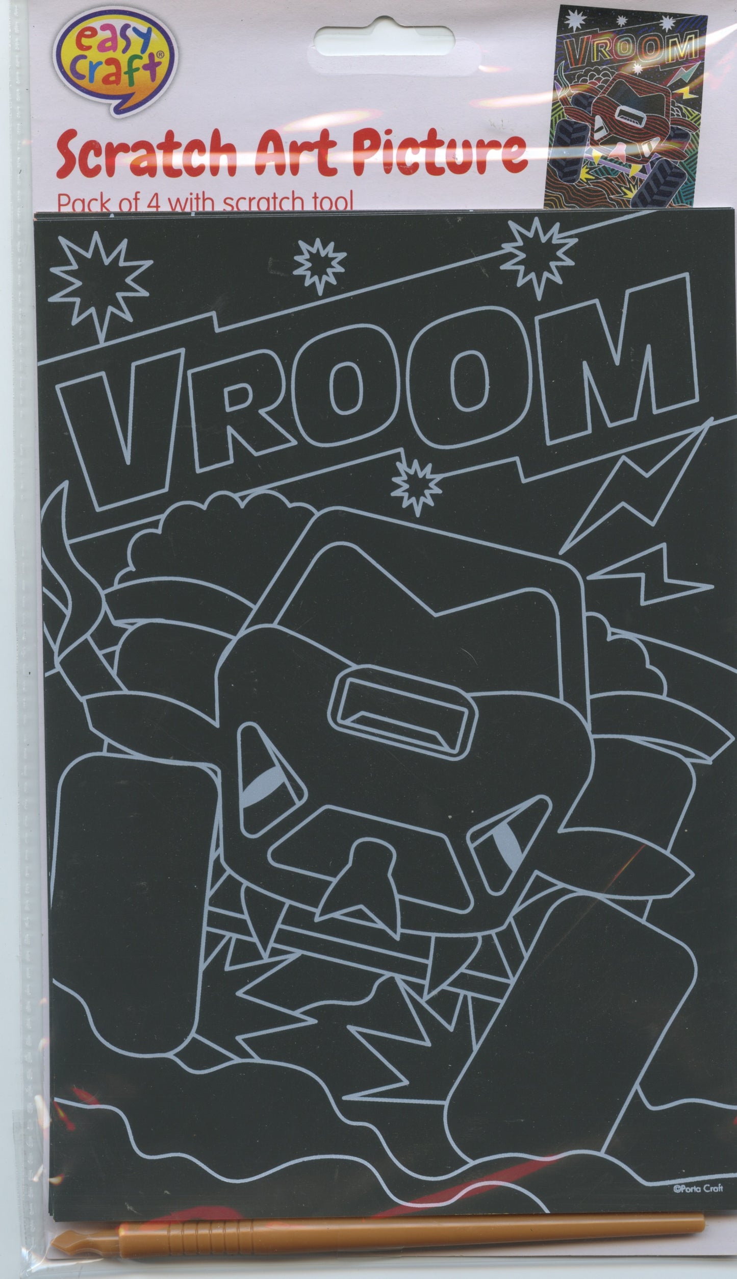 Scratch Art Picture - Monster Truck Theme - Pack of 4 with scratch tool