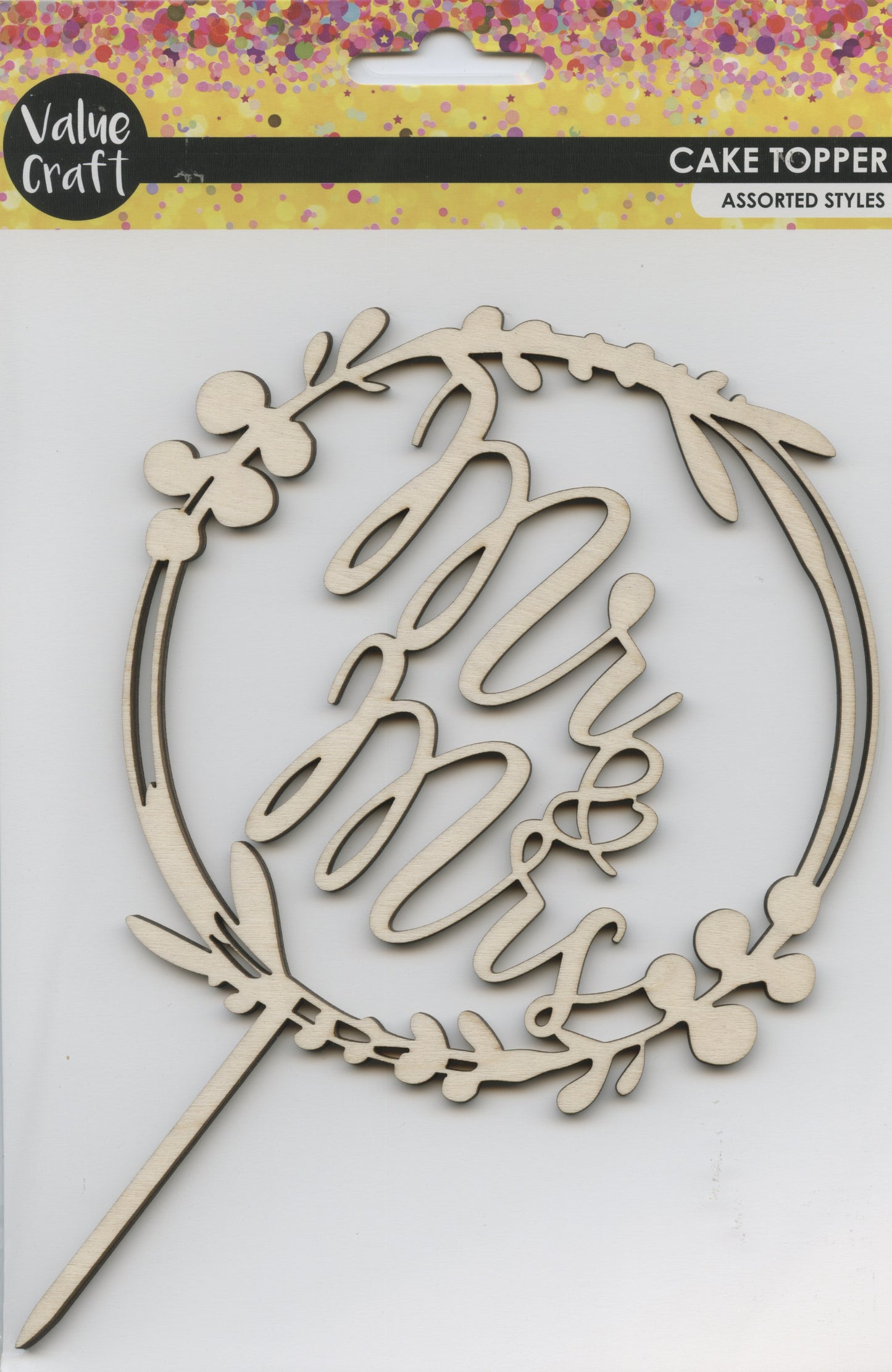 Cake Topper - Mr and Mrs - Wooden - 1 pc