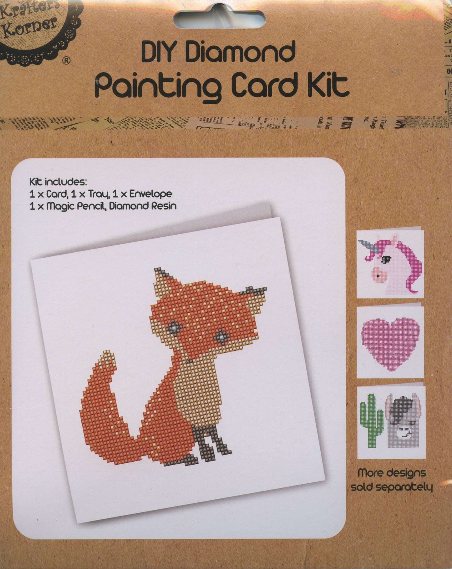 DIY Diamond Painting Card Kit - 15x15cm - Fox