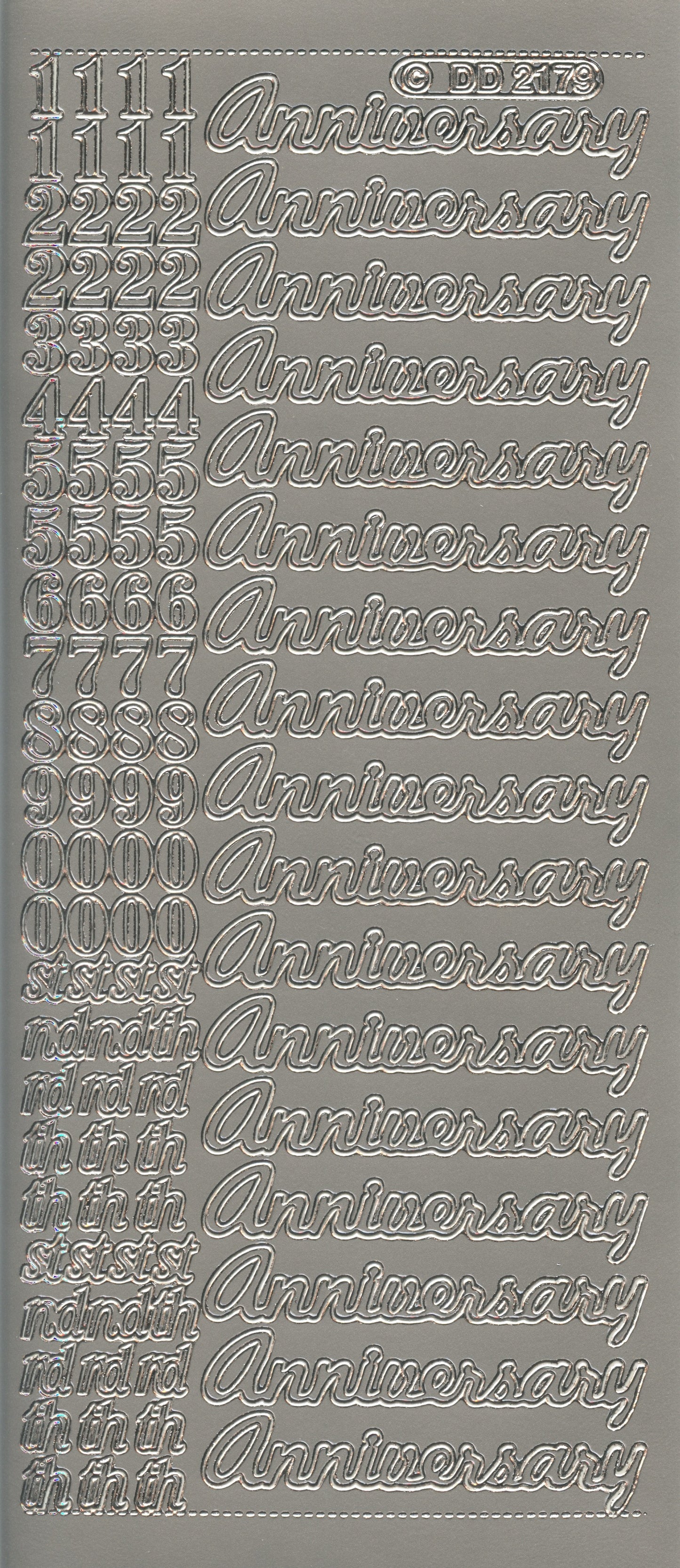 Anniversary wording - Craft Stickers - Silver - 104 pce