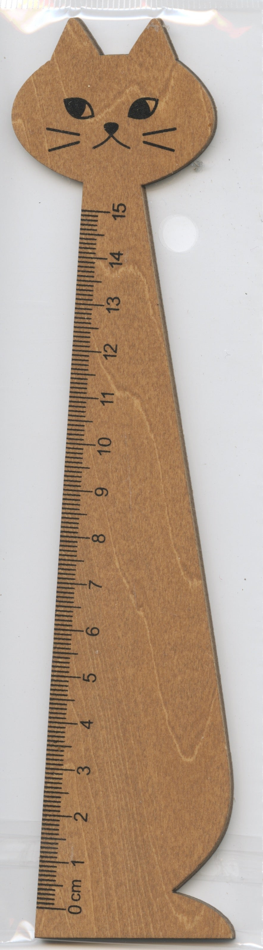 Mini Ruler - Cat Shape - Wood Tone - 15cm