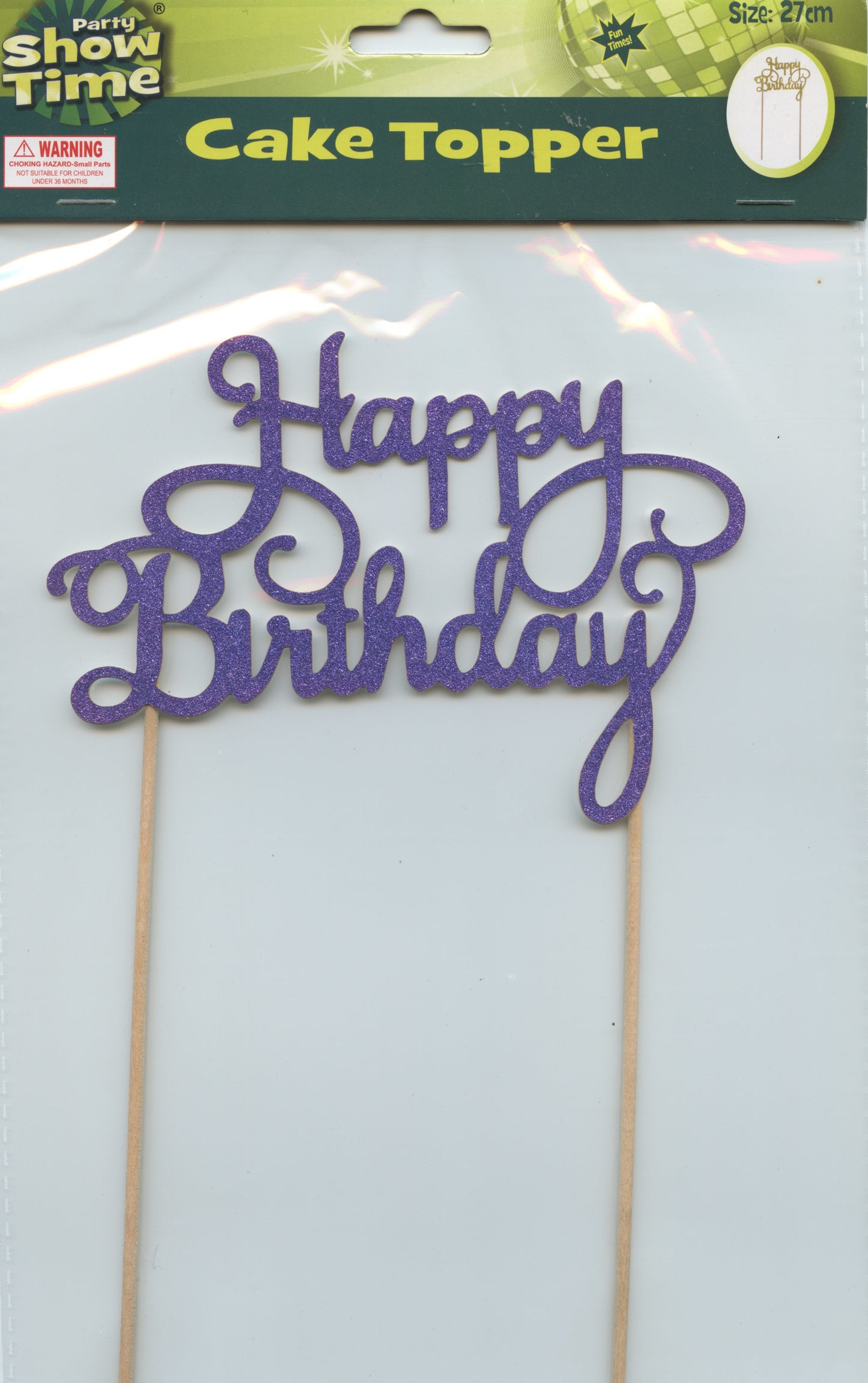 Party Show Time Cake Topper - Happy Birthday - Blue