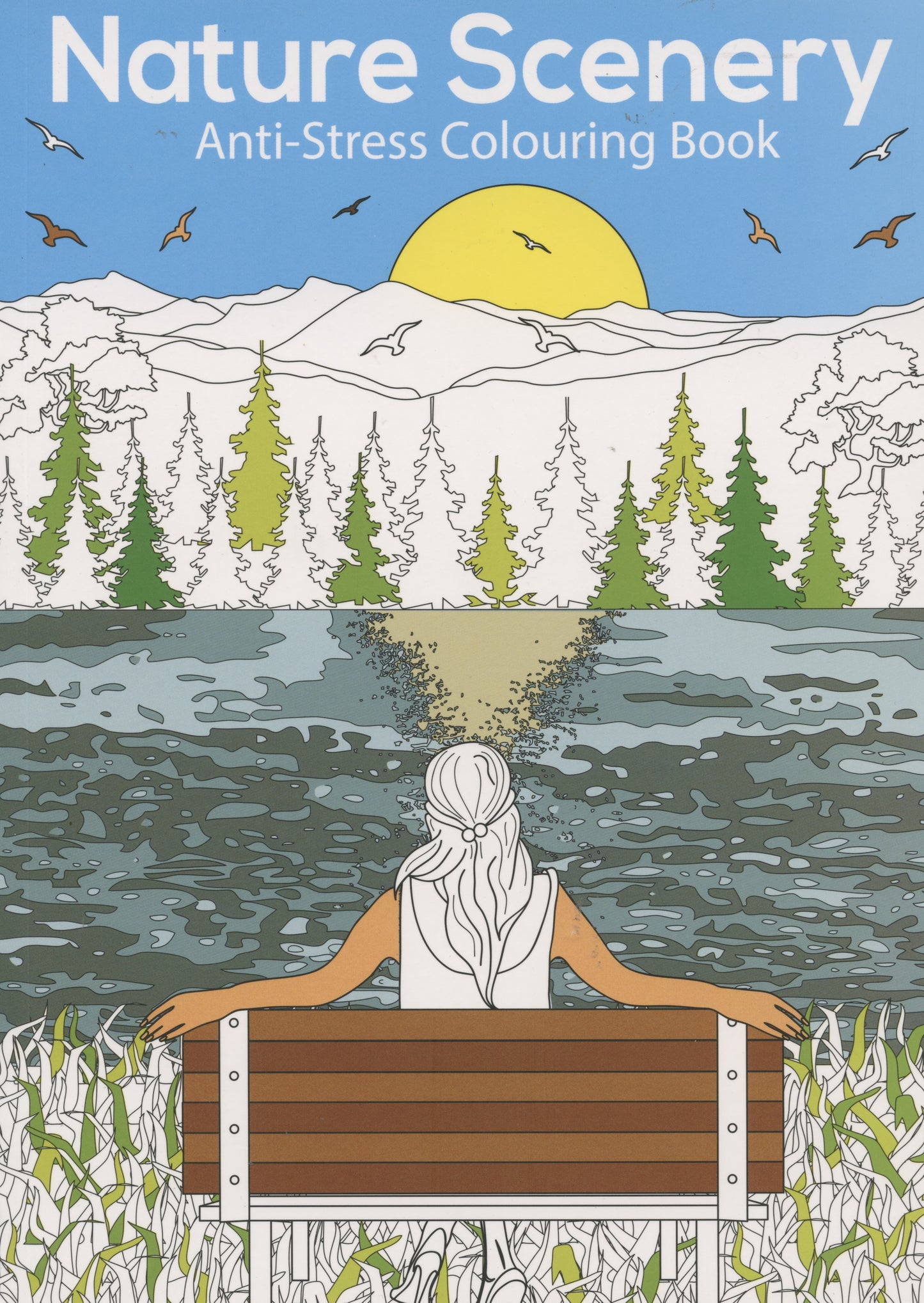 Nature Scenery Colouring Book -Anti Stress Designs - 24 Pages