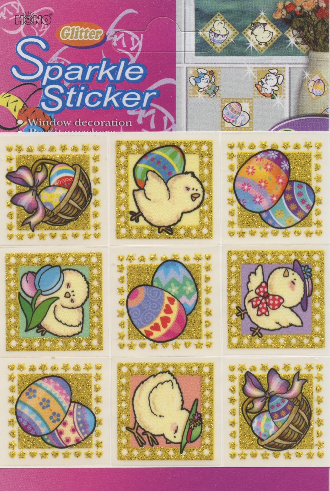 Glitter Sparkle Sticker Easter Eggs/Baskets and Chicks