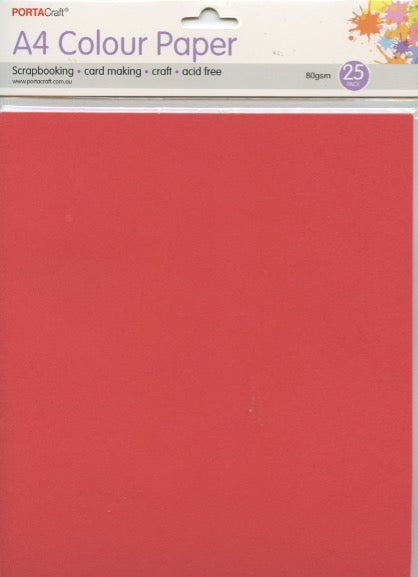 Colour Paper A4 - Red - 25 sheets 80gsm