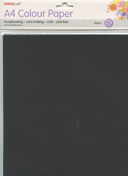 Colour Paper A4 - Black - 25 sheets 80gsm