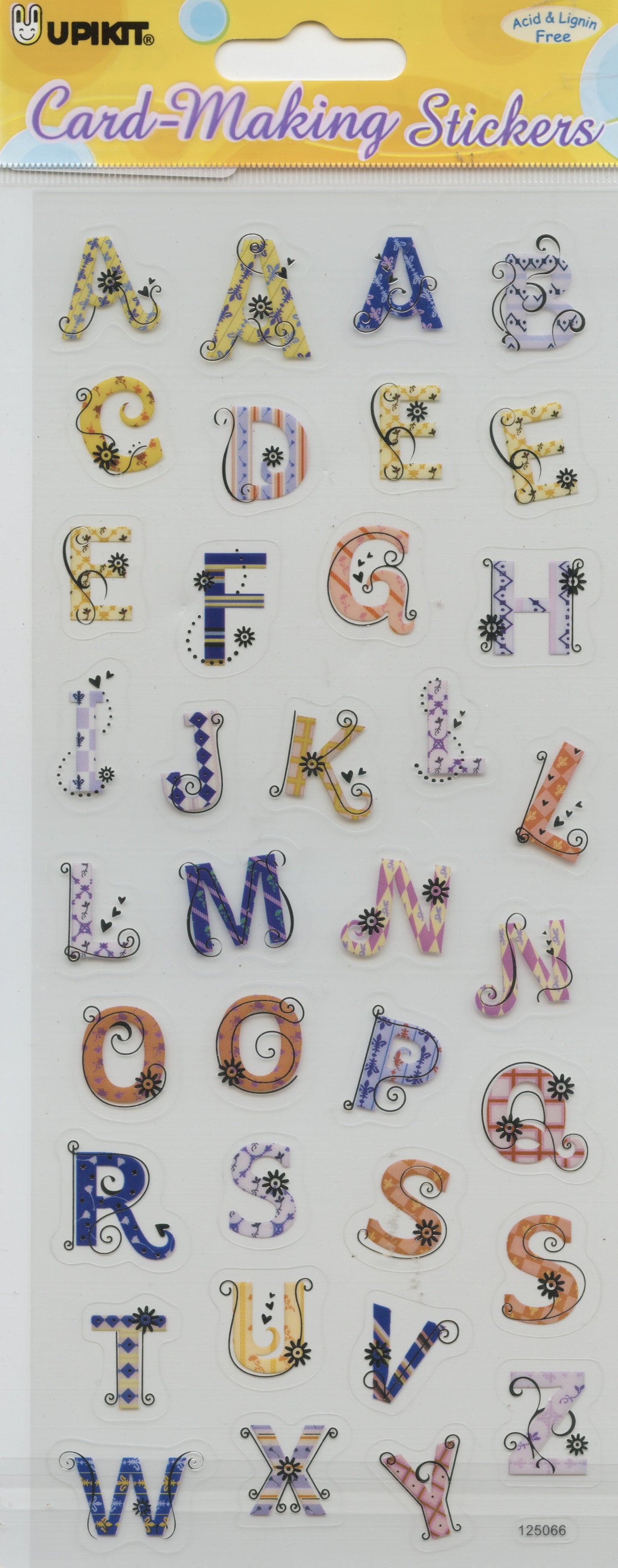 Alphabet Upper Case - Transparent Stickers with Gold highlights - 1 Sheet