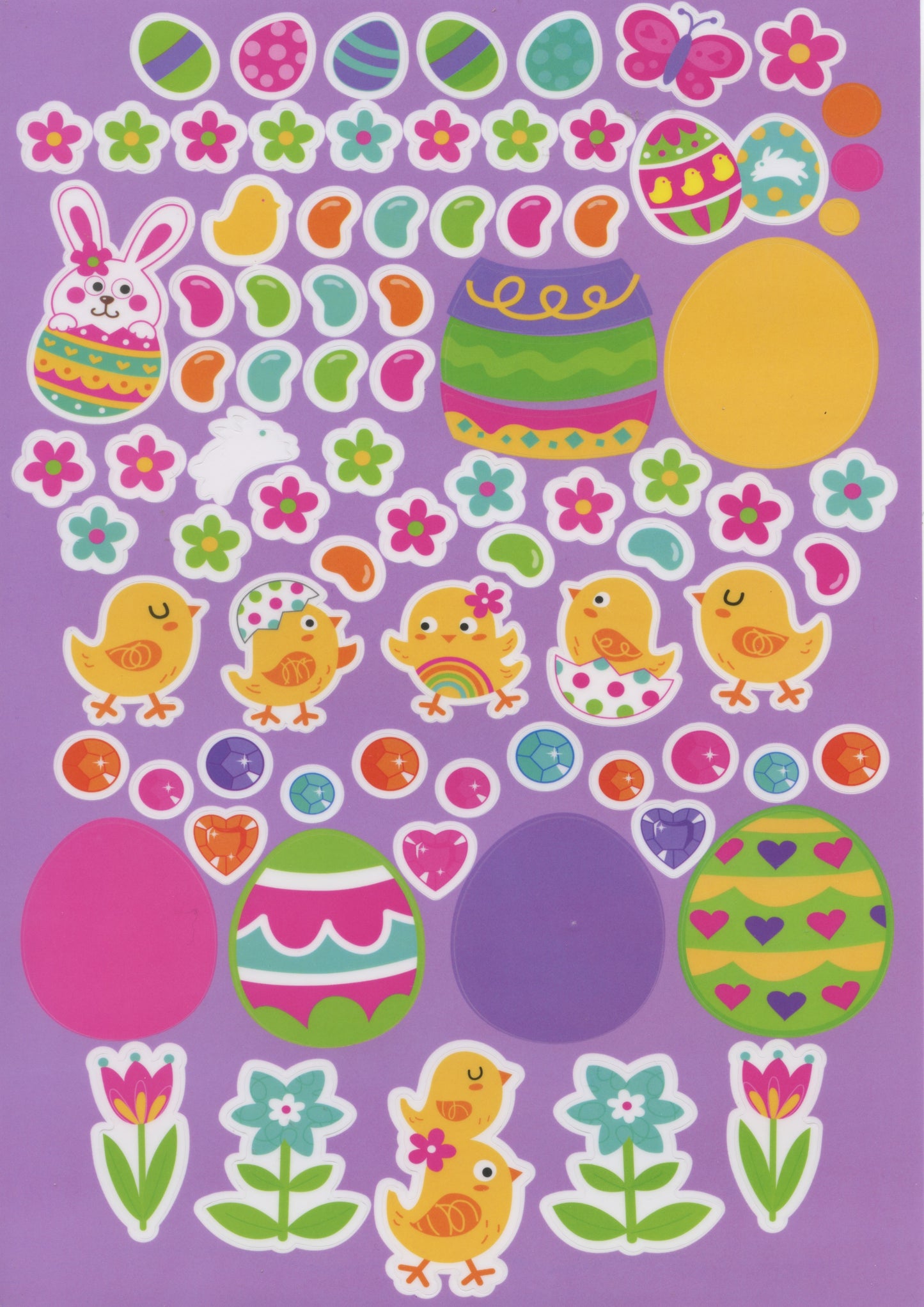 Easter Stickers - Peel and Stick - 2 sheets - 44 pce