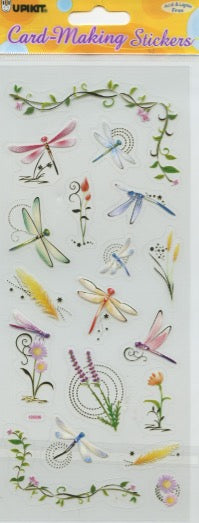 Dragonflies and Flower Theme - Transparent Stickers - Craft Stickers 18pk