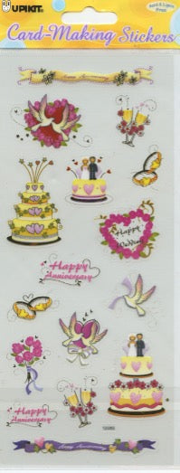 Anniversary Theme - Transparent Stickers - Craft Stickers 16 pk