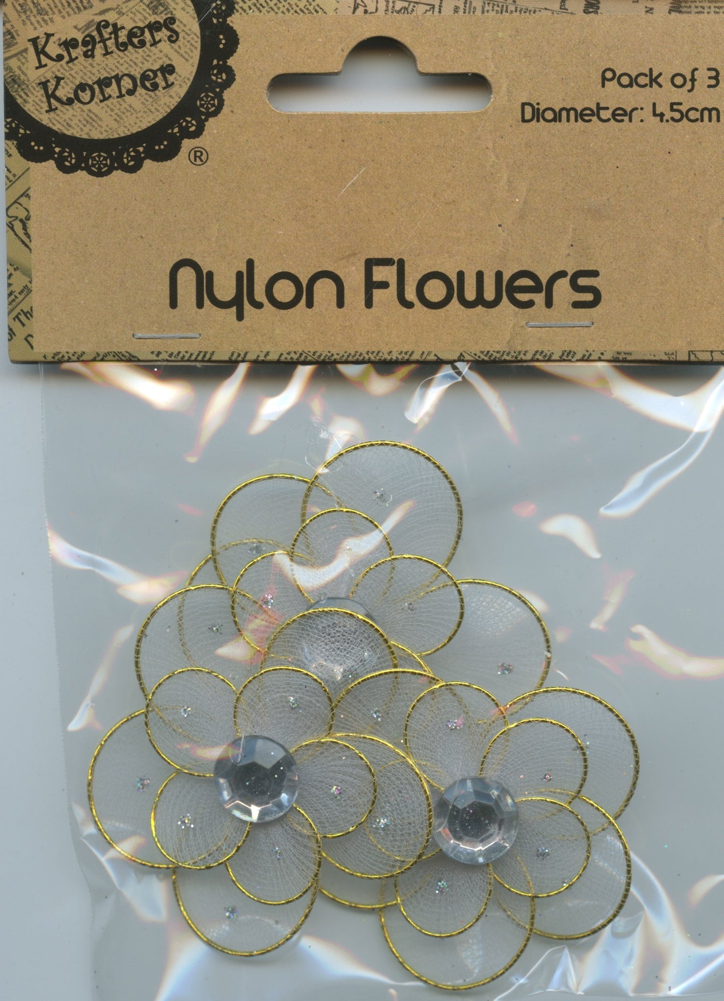 Nylon Flowers with wire - White - 3 pack - 4.5 Diameter