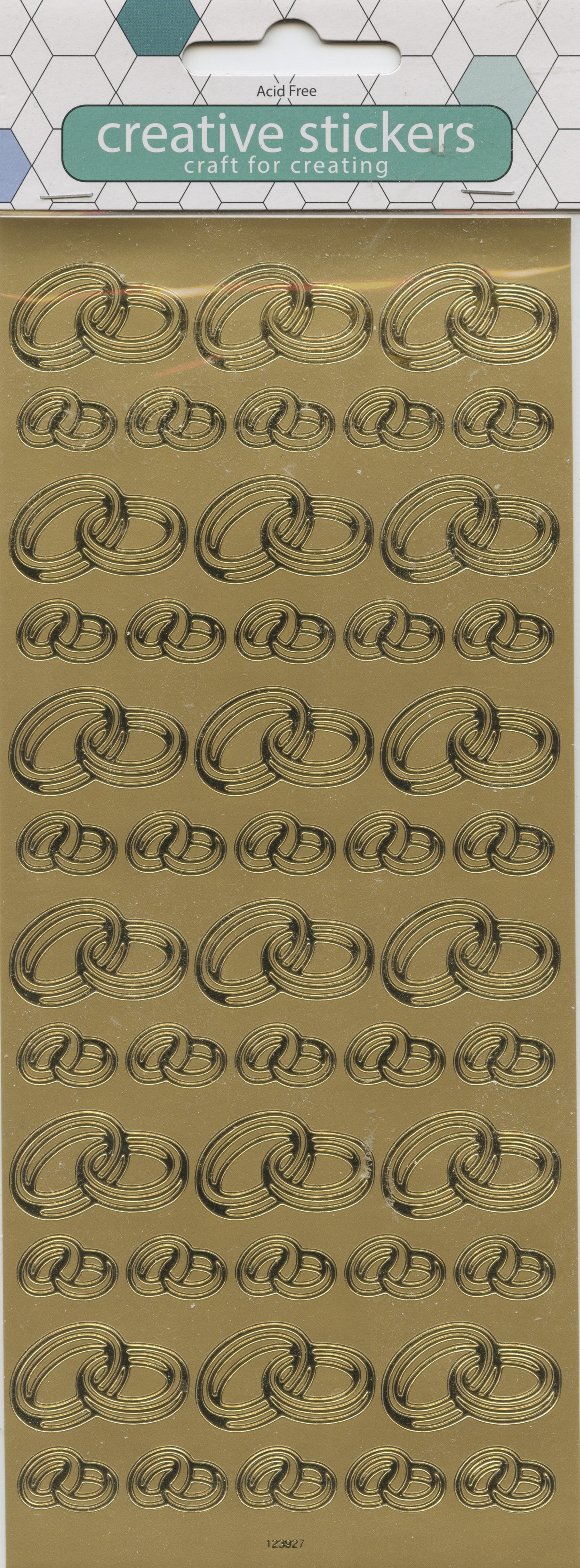 Twin Ring Bands - Self-Adhesive Stickers - Gold- 1 Sheet - 48pcs