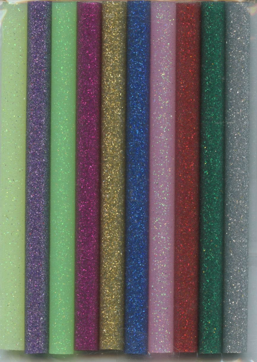 Hot Glue Gun Sticks - Glitter - Assorted Colours - 100x7mm - 10 pk