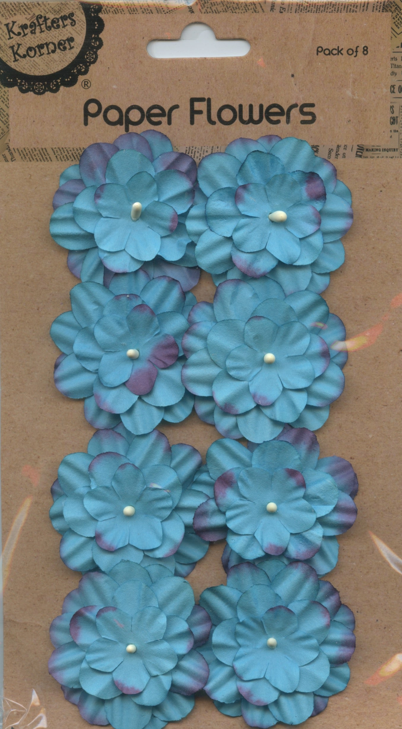 Paper Flowers - Blue - Pack of 8