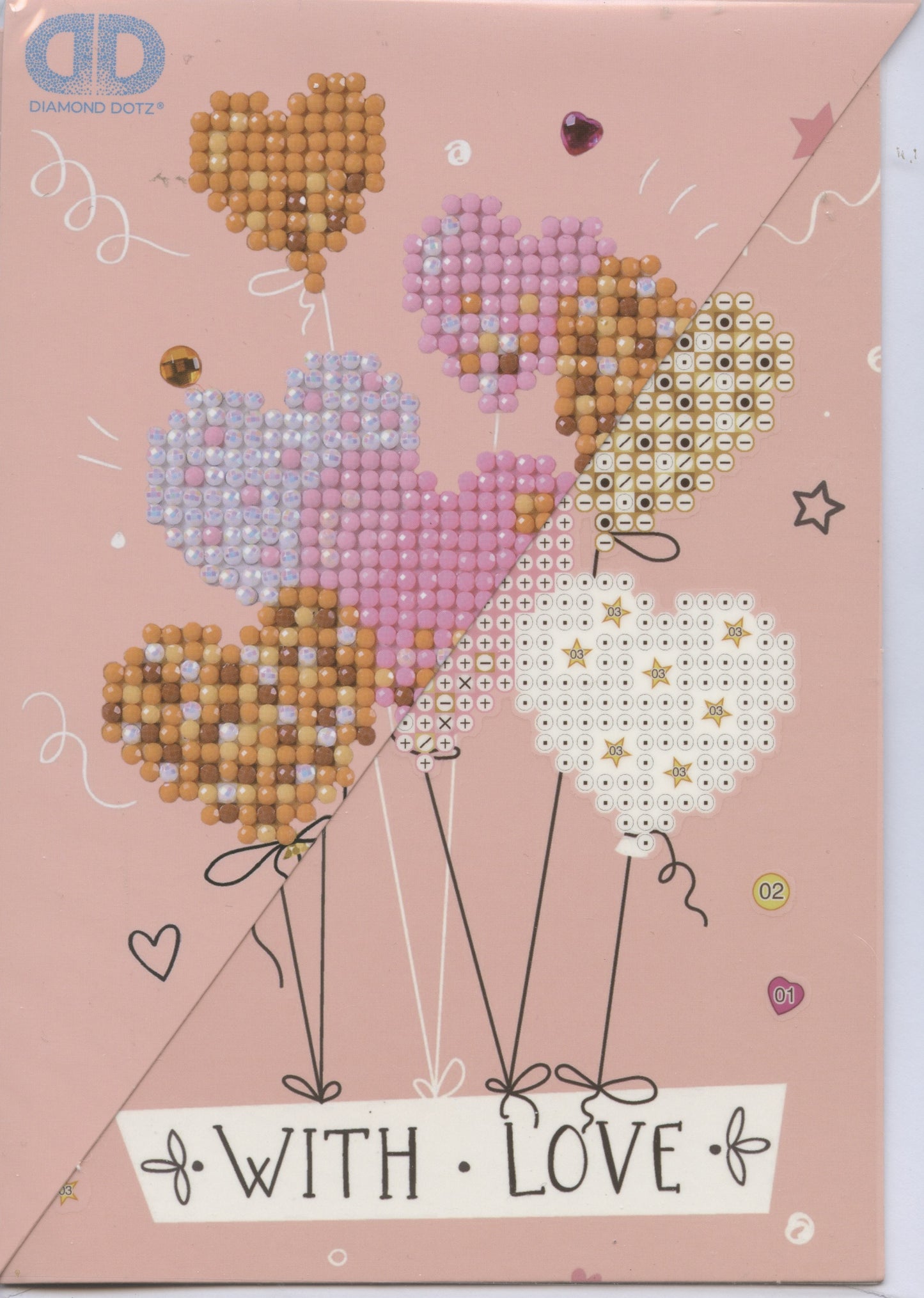 DOTZ Greeting Card Diamond Art Kit - With Love - 12.6 x 17.7cm