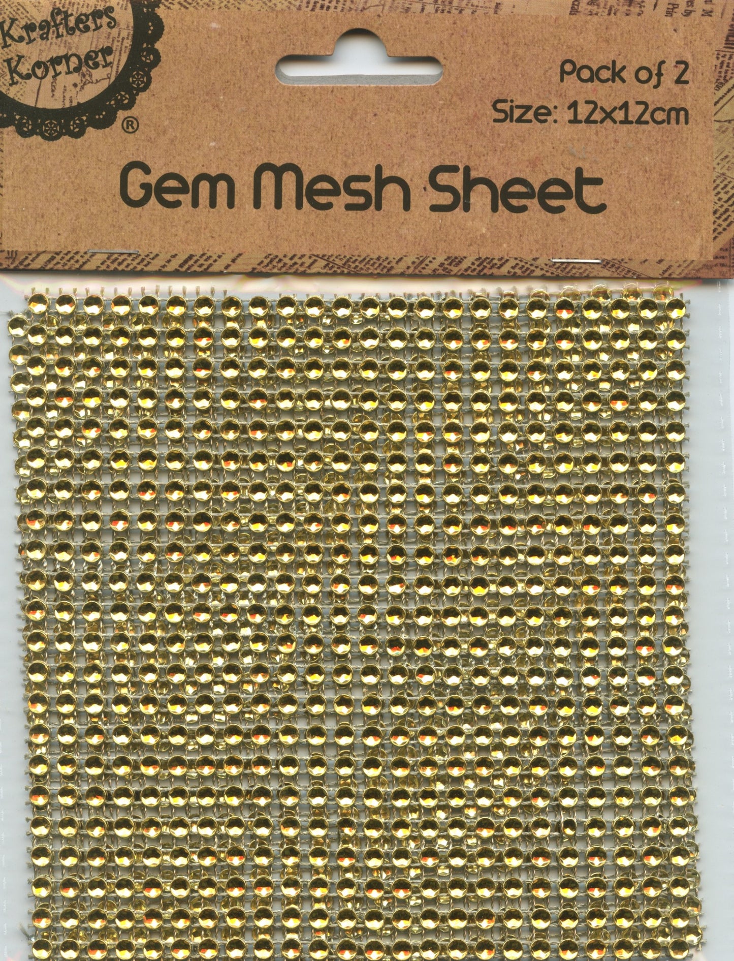 Gem Mesh Sheet - Gold - 12cm x 12cm - 2pk
