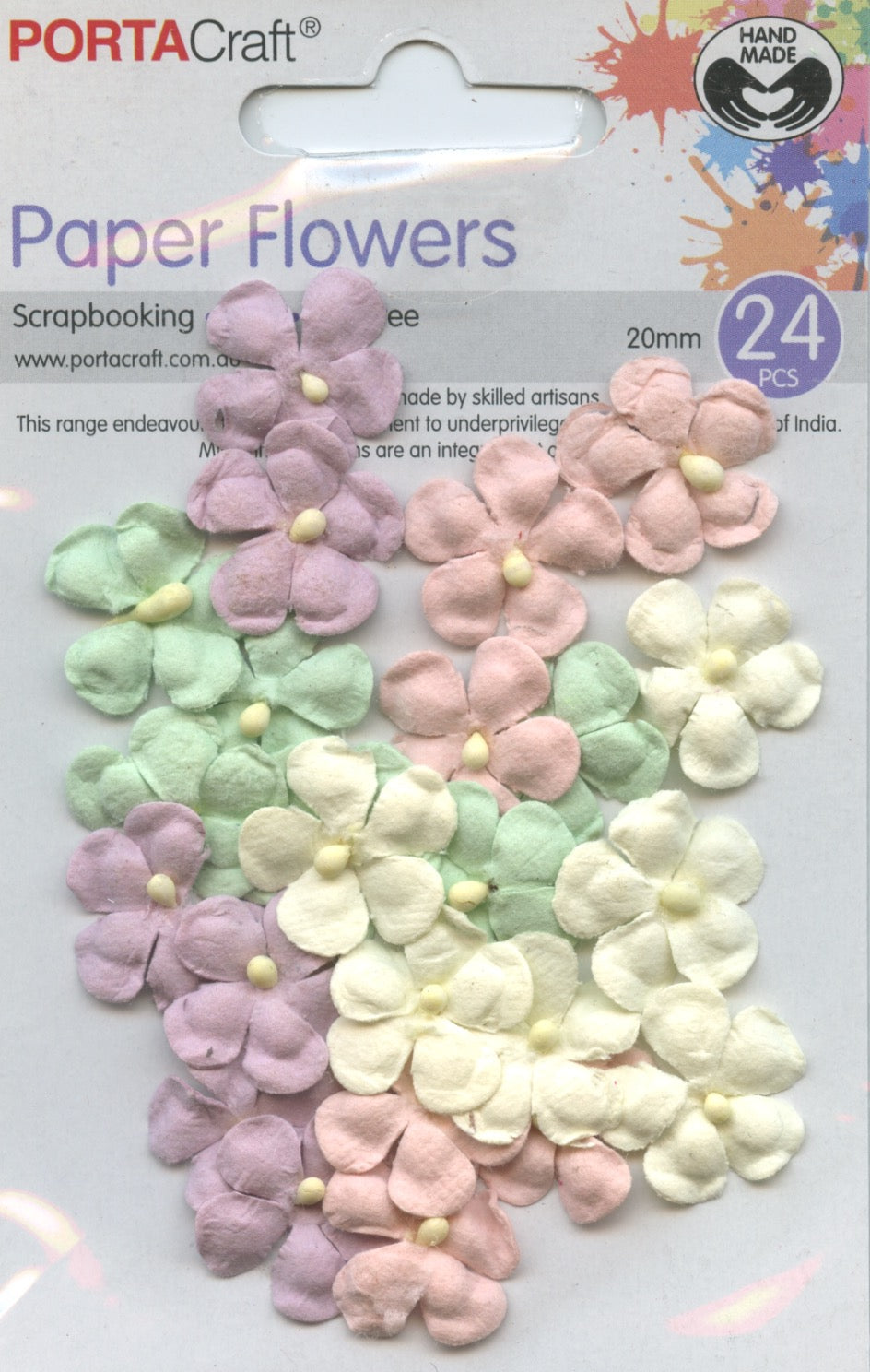 Porta Craft Paper Flowers - Pastel shades - 20mm - 24pc