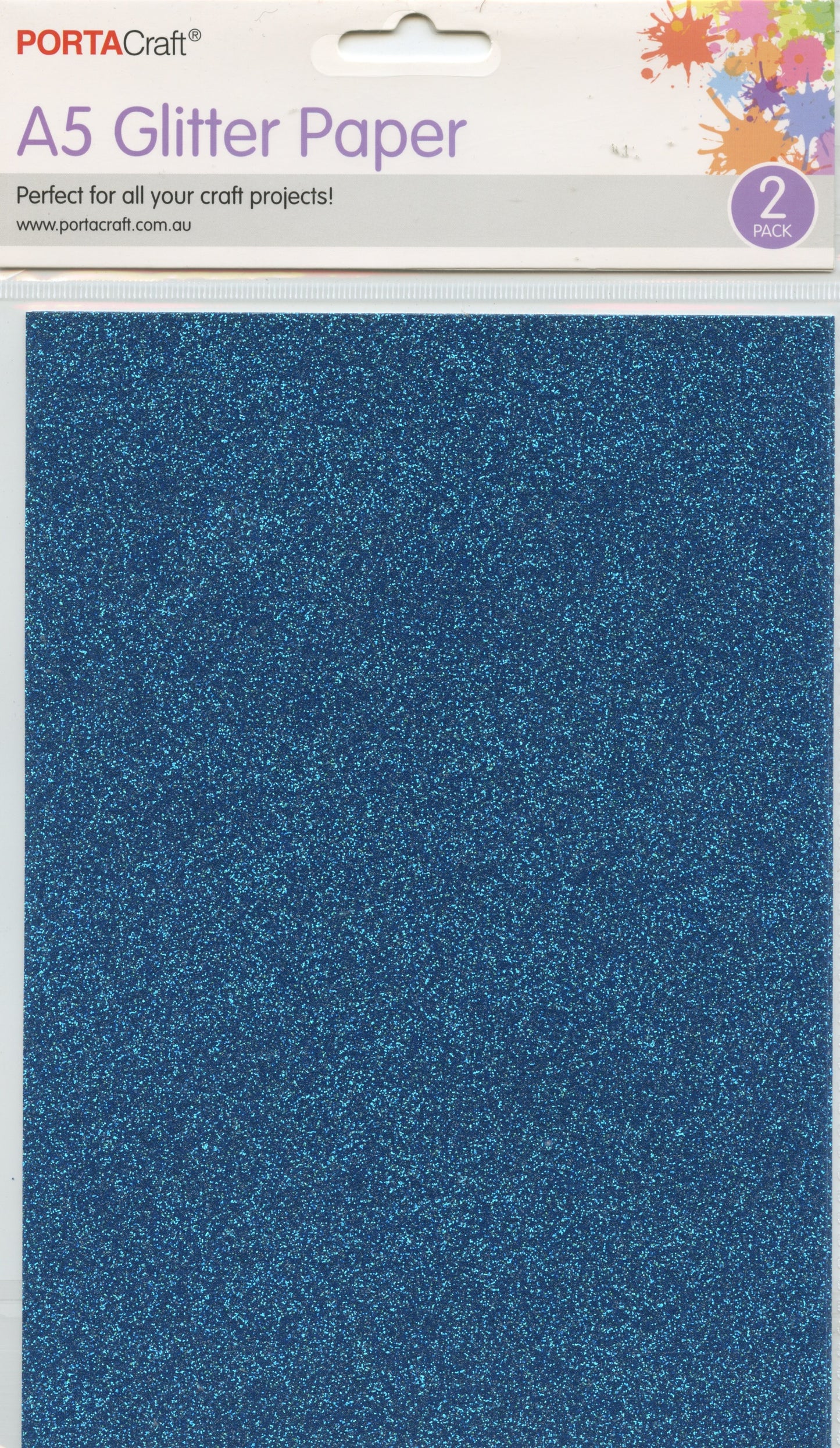 Porta Craft A5 Glitter Paper 2pk - Blue