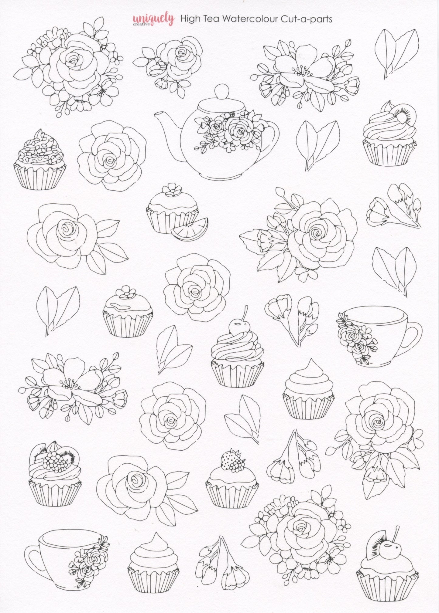 Cut-a-part Card Toppers - High Tea Watercolour - 1 sheet