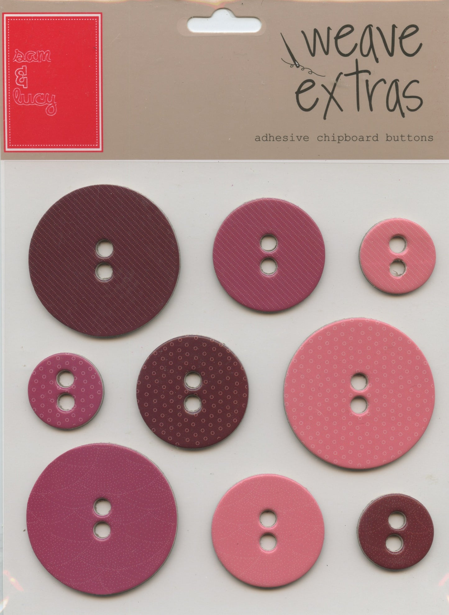 Chipboard Adhesive Buttons - Blushing Pinks - 9 pk