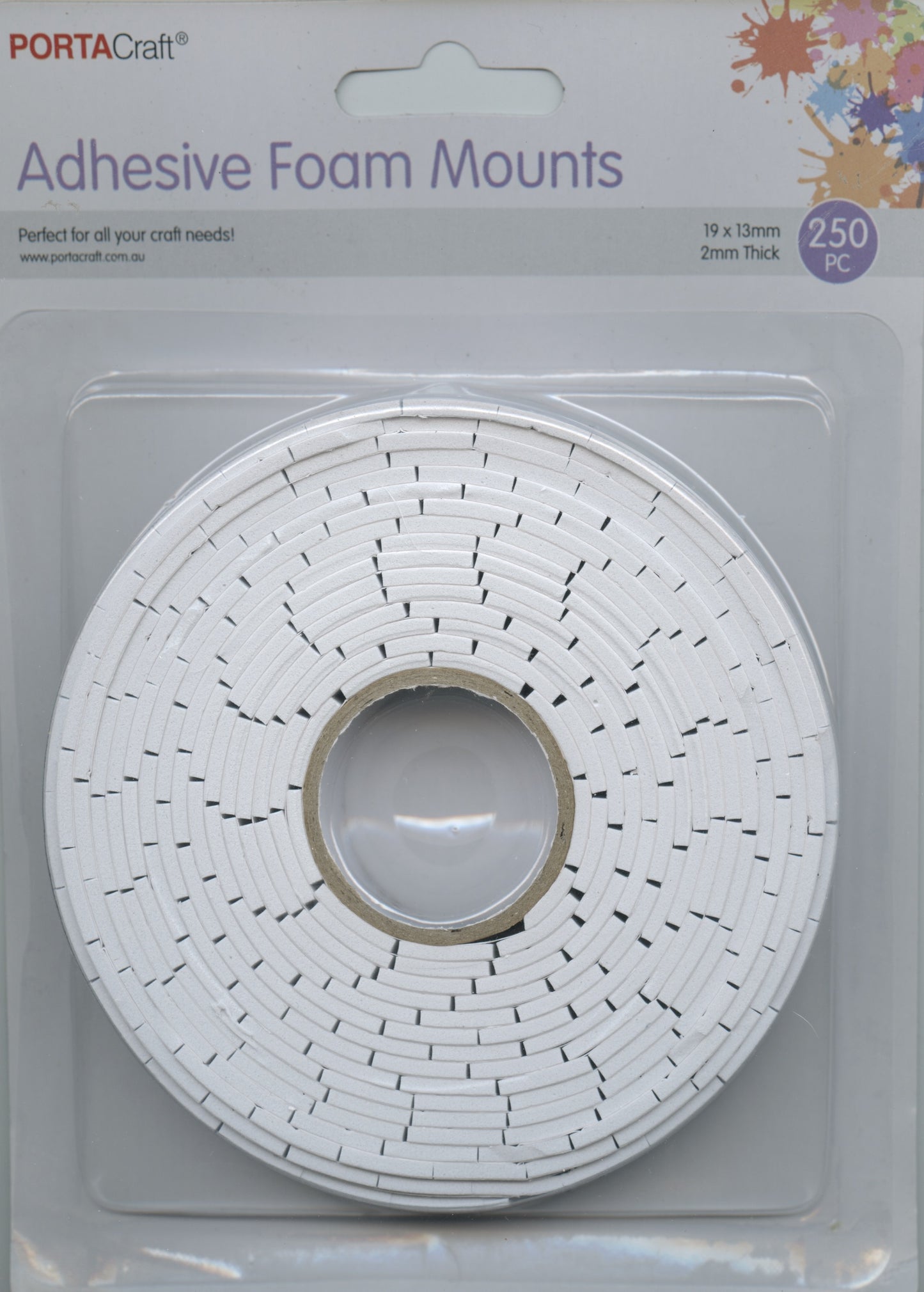 Adhesive Foam Mounts - Roll 250pc - White - Size 19x13mm - Width 2mm