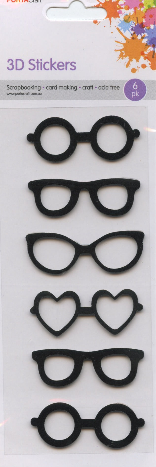 3D Stickers - Glasses - 6pc