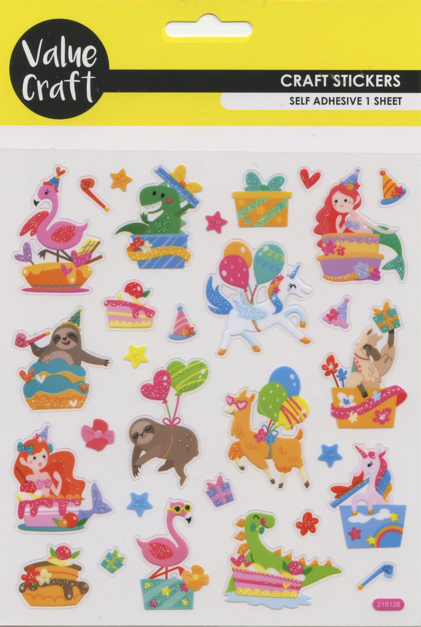 Party Animal Theme - Self Adhesive Stickers - 1 Sheet