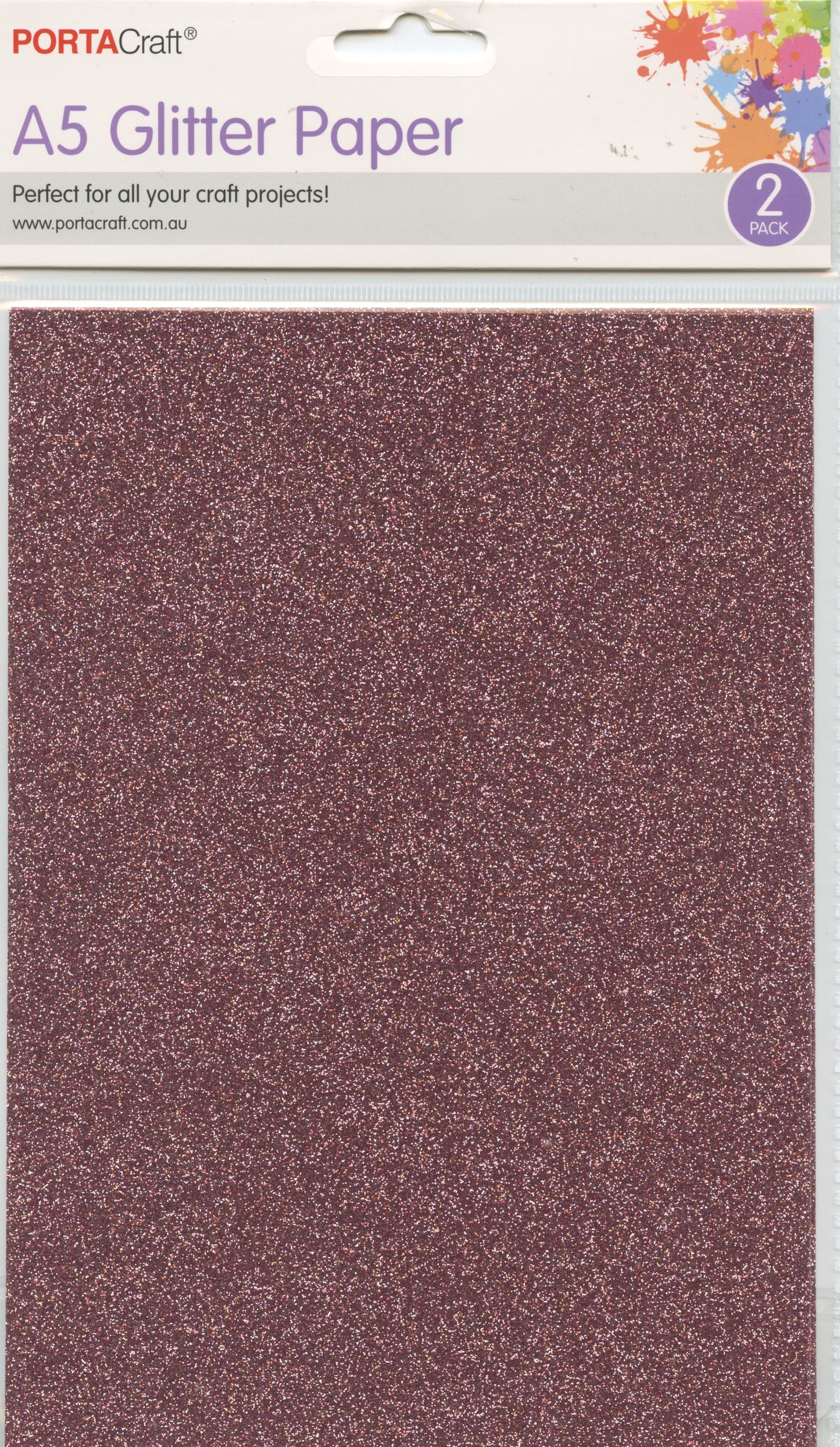 Porta Craft A5 Glitter Paper 2pk - Dusty Pink