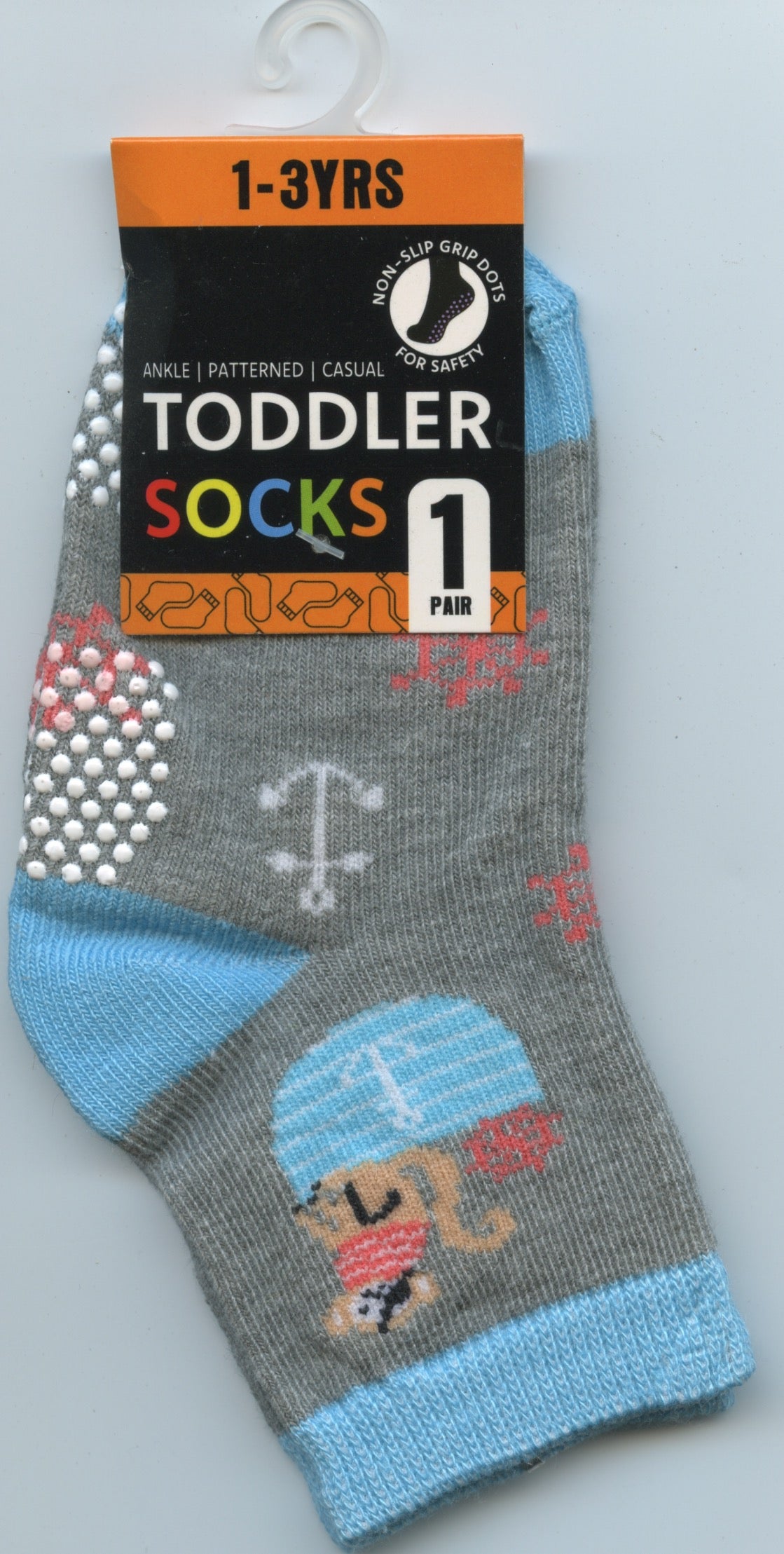 Toddler Socks - 1-3 Yrs - Dog Pirate - 1 pair