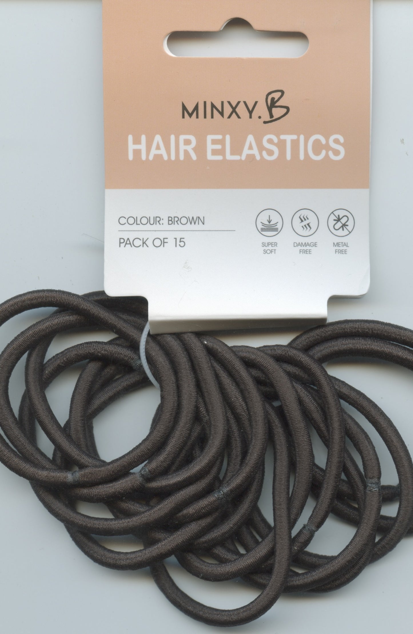 MINXY B - Hair Elastics - 15pk - Brown