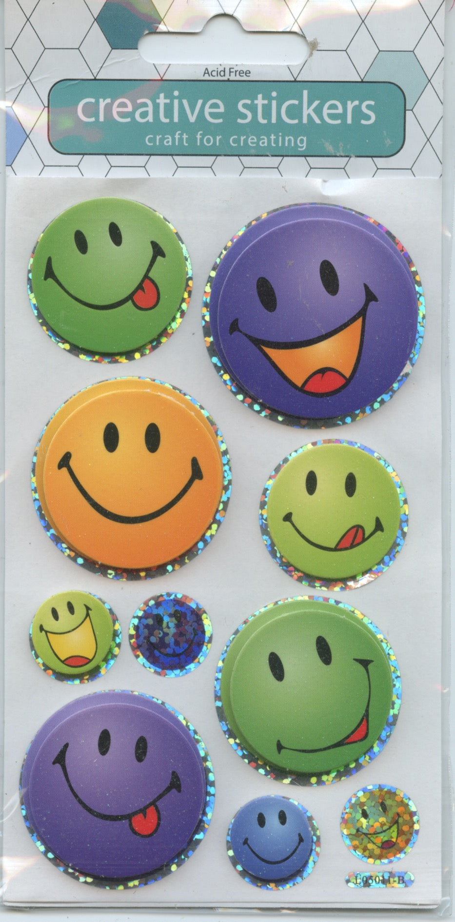 Glitter Smiley Face Stickers - 10pk