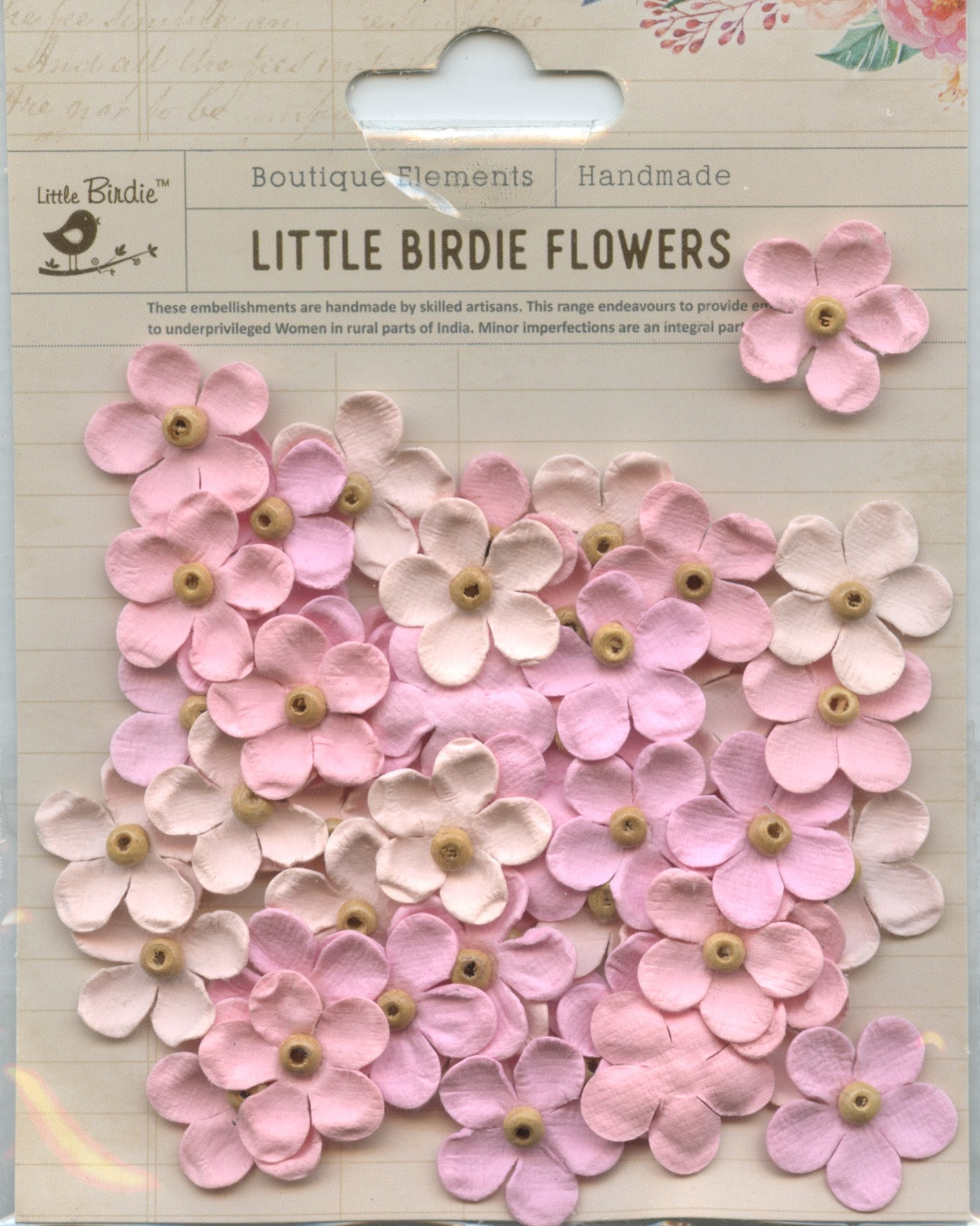 Little Birdie Handmade Flowers Beaded Blooms Pastel Palette 50pc