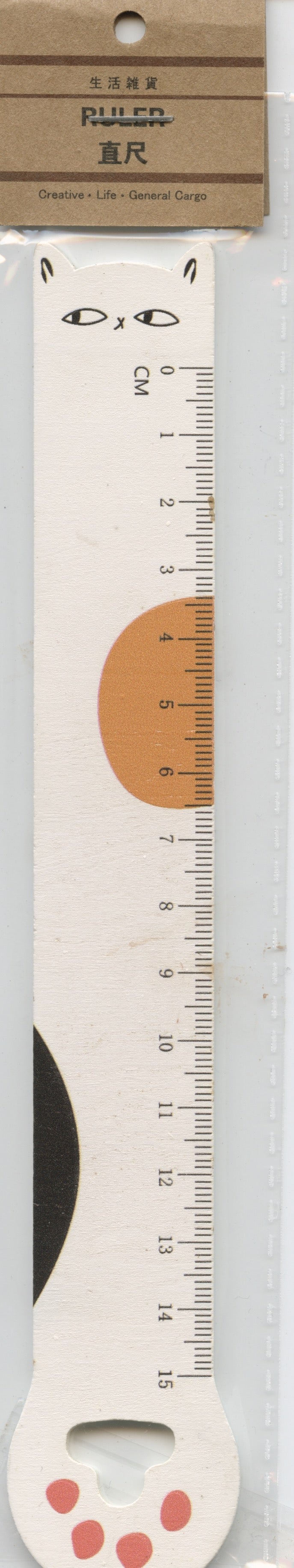 Mini Ruler - Cat Paw with face - White -15cm