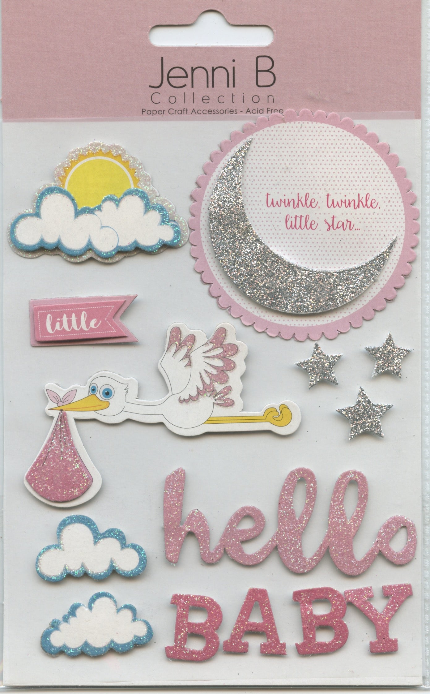 Jenni B Collection 3D Baby Girl Pink - Embellishments -14pcs