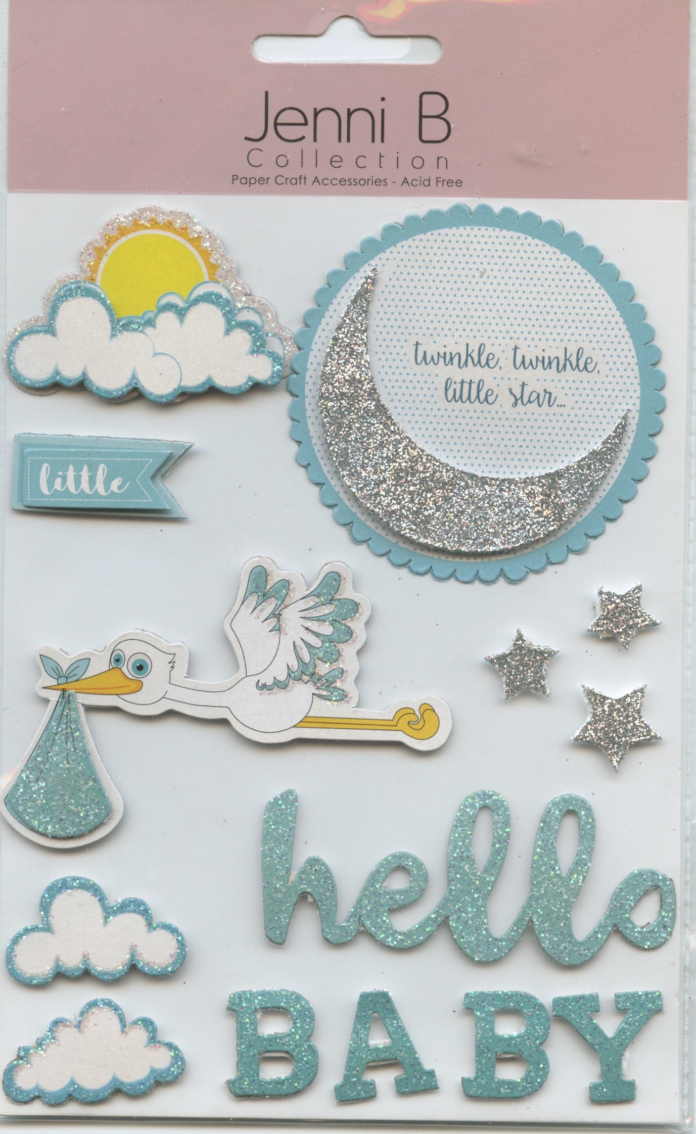 Jenni B Collection 3D Baby Boy - Blue Embellishments - 14 pcs
