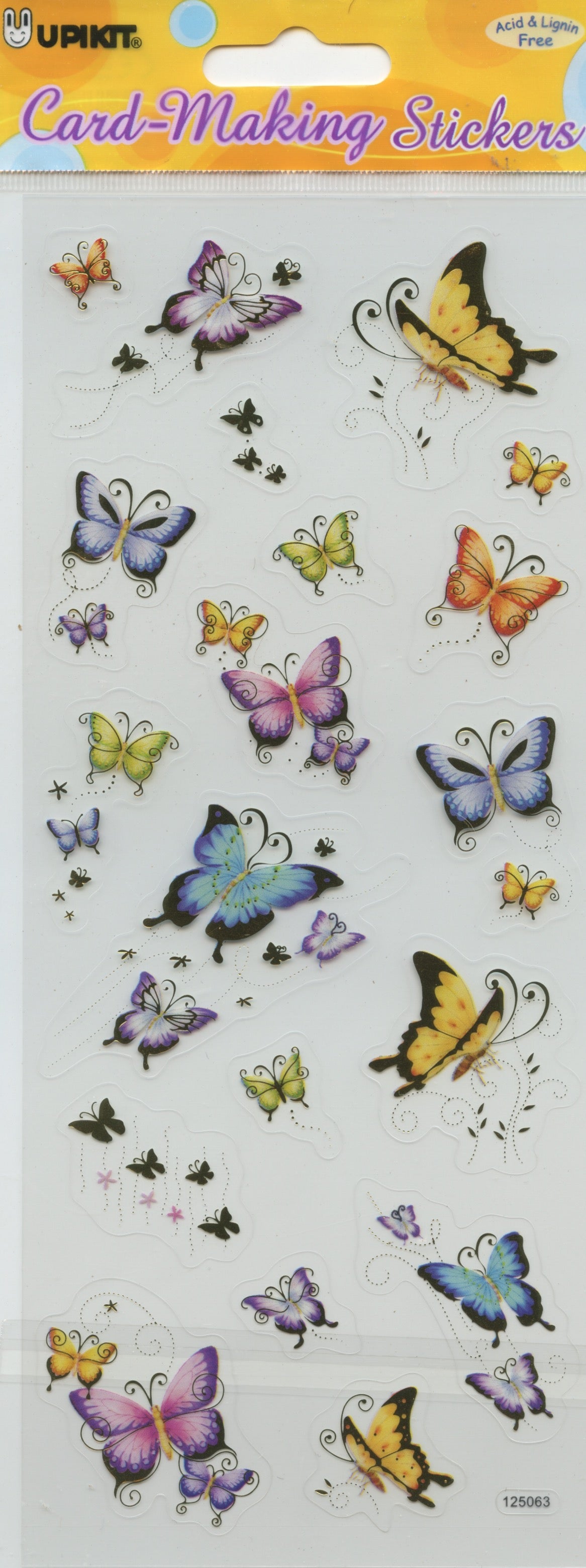 Butterfly Theme - Transparent Stickers - Craft Stickers 19 pk