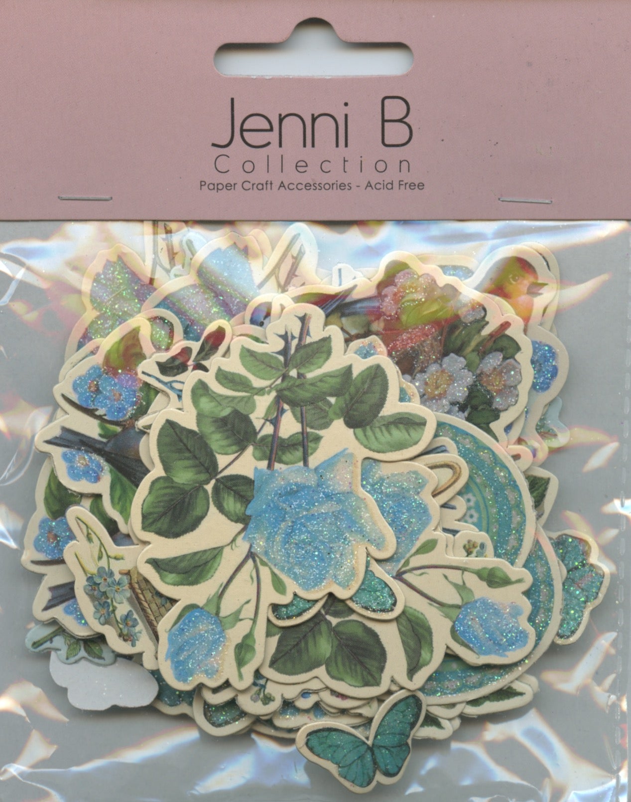 Jenni B - Paper Die-Cuts - Butterfly Floral Blues - 66pcs