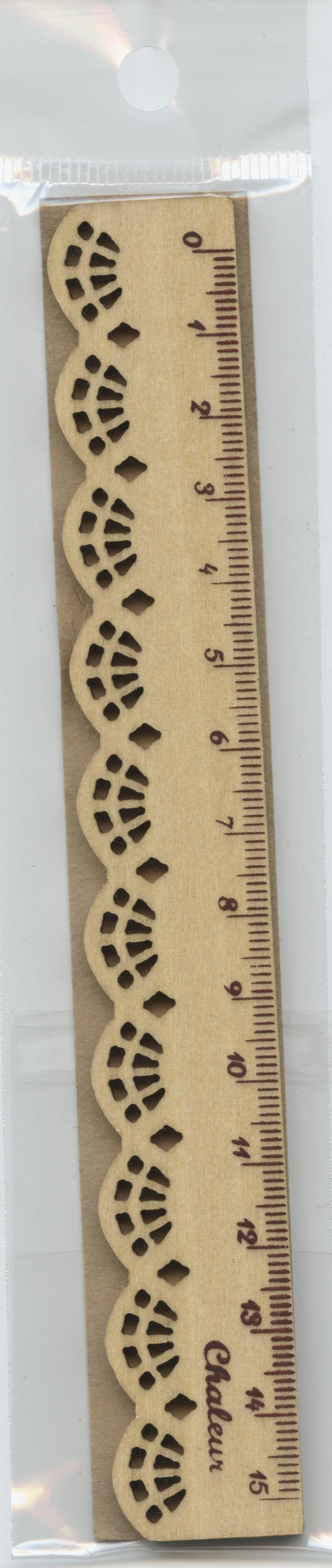 Mini Ruler - Lace Wood Pattern - Natural Wood - 15cm