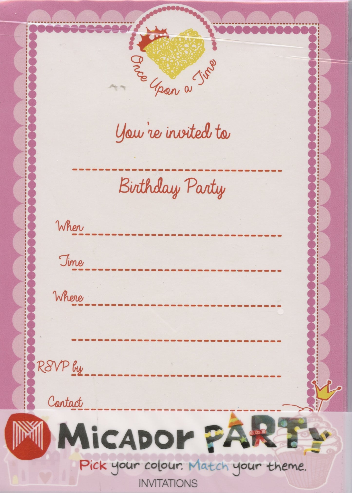 Princess Theme - Party Invitations with envelopes - 10 pack - 10x15cm