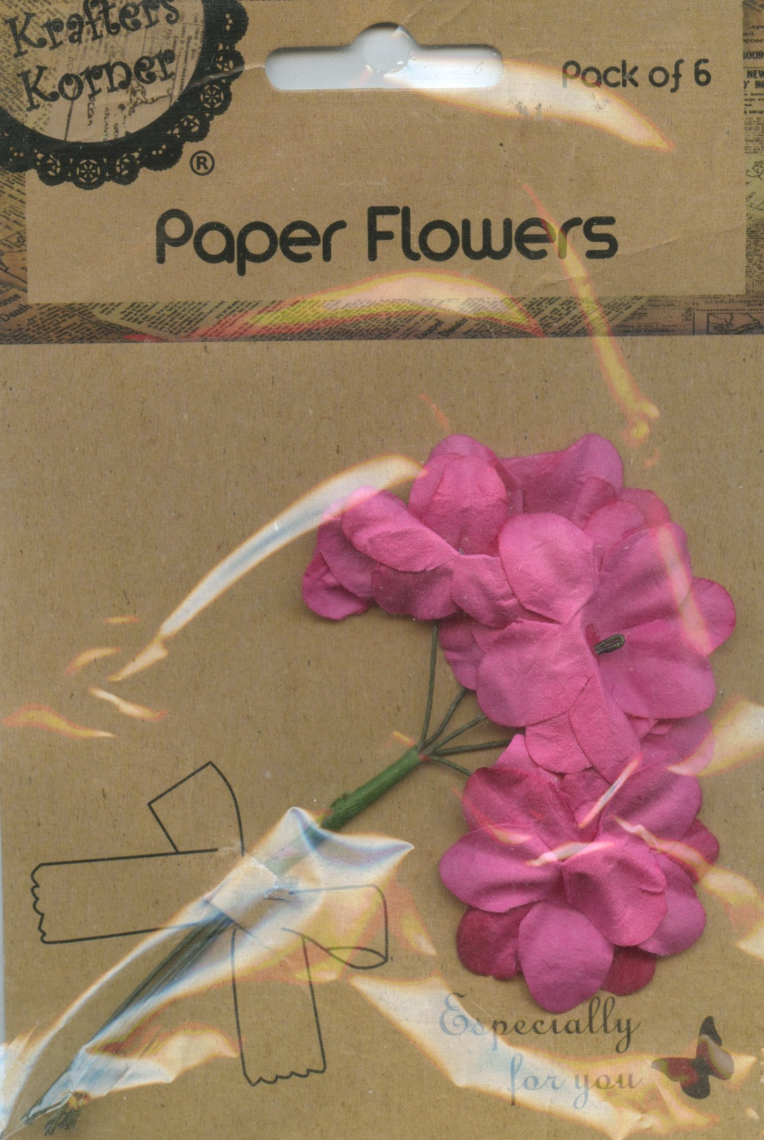 Paper Flower Bunch - Hot Pink - Pack of 6