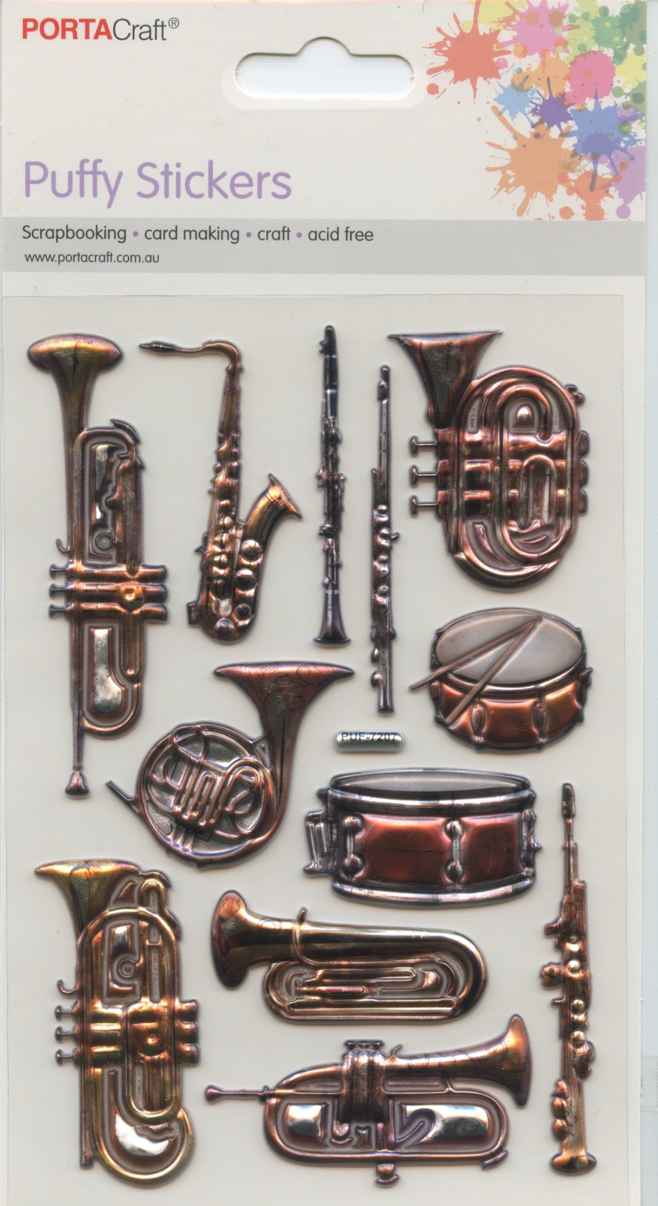 Puffy Stickers - Musical Instruments #2 - 12 pk