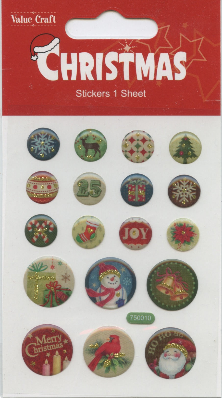 Christmas Theme Adhesive Stickers - Pack #1 - 1 Sheet