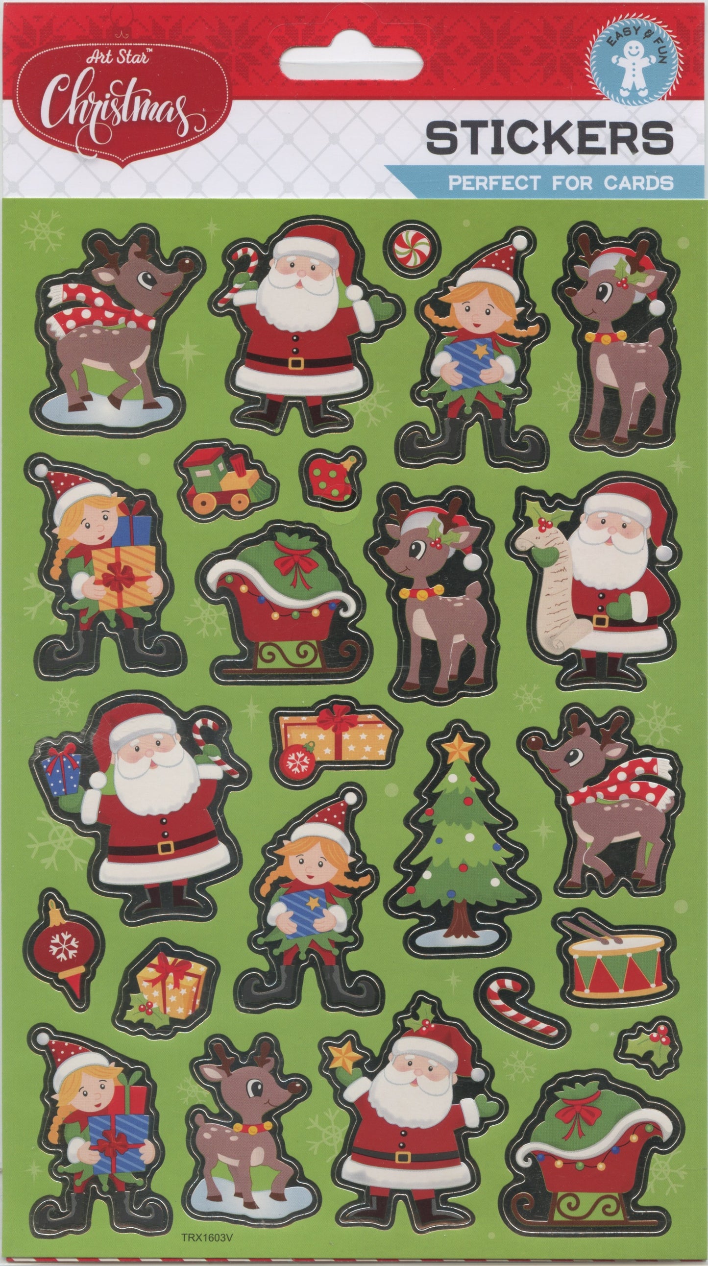 Christmas Paper Stickers with foil - 1 sheet - 24pk