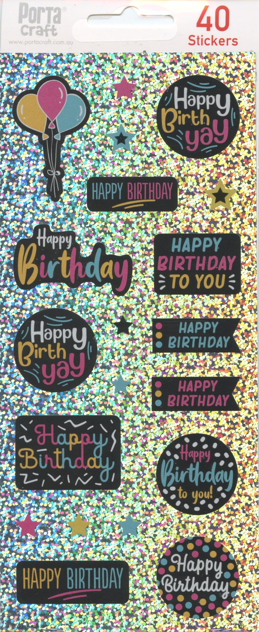Happy Birthday Stickers - 40 pack