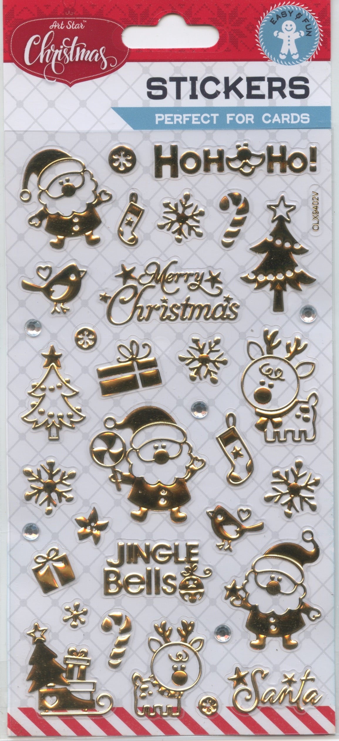 Art Star Christmas Foil Gold Stickers 34pk