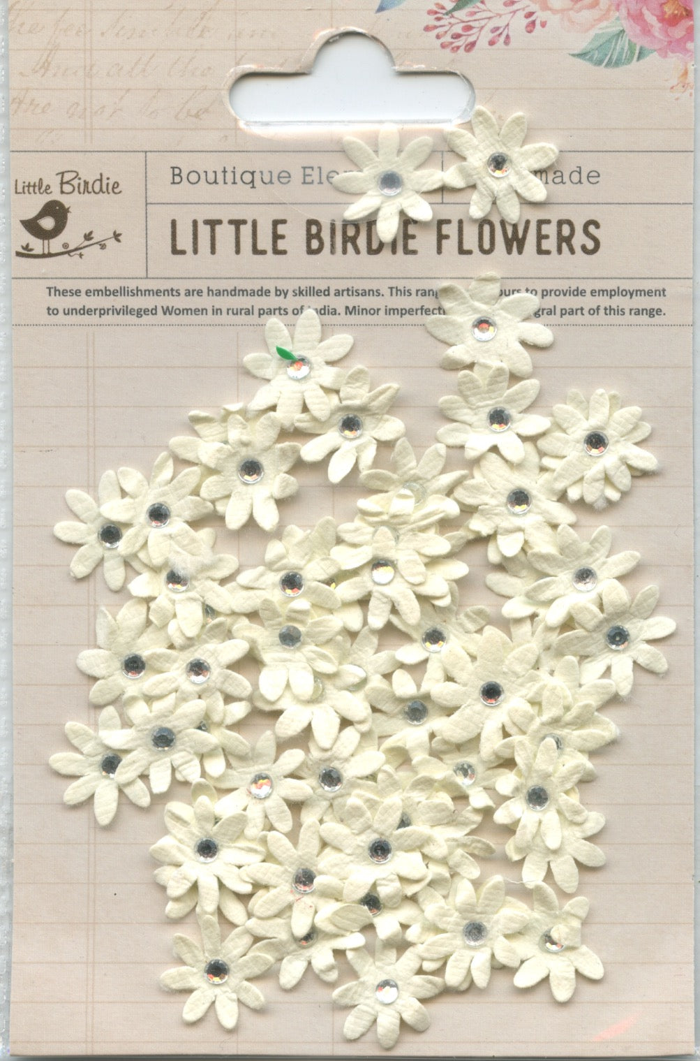 Little Birdie Handmade Embellishments Flowers Micro Jewelled Florettes Classic 60pc