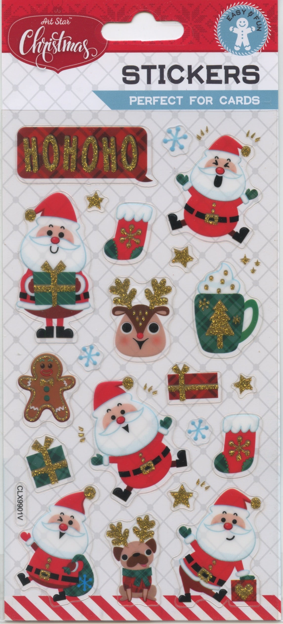 Art Star Christmas PVC Glitter Stickers - Christmas Mix 21pk